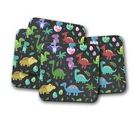 4 Set - Cartoon Dinosaurs Coaster - Dinosaur Kids Cute Funny T-Rex #8820