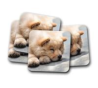 4 Set - Chow Chow Puppy Coaster - Fluffy Cute Dog Puppies Mum Gran #15362