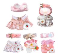 4 Set Clothes for Stuffed Animals for 12'' Plush Duck Kawaii Baby Doll Clothes Set with Watermelon, Bunny and Bear Themes DIY Duck Doll for Girls Stuffed Animal