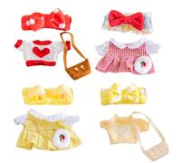 4 Set Clothes for Stuffed Animals Plush Stuffed Animal Clothes for Duck with Headbands, Skirts, Sweaters and Bags DIY Animal Accessories for Kids to Improve Hands-On Skills