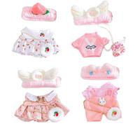 4 Set Clothes for Stuffed Animals Plush Stuffed Animal Clothes for Duck with Headbands, T-Shirts, Skirts and Bags DIY Animal Accessories for Kids to Improve Hands-On Skills