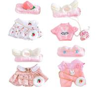 4 Set Clothes for Stuffed Animals Plush Stuffed Animal Clothes for Duck with Headbands, T-Shirts, Skirts and Bags DIY Animal Accessories for Kids to Improve Hands-On Skills