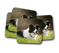 4 Set - Cute Border Collie Coaster - Sheep Dog Farm Farmer Puppy Fun #8614