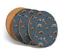 4 Set - Dinosaurs Bones Jurassic Coasters Kitchen Drinks Coaster #14401