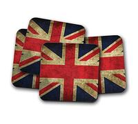 4 Set - Distressed Union Jack Coaster - Flag United Kingdom UK EU Fun #8887