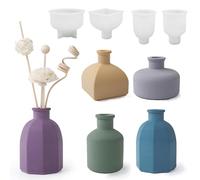 4 Set Fragrance Diffuser Bottle Vases Resin Mold 4 Styles Epoxy Silicone Casting Molds Plaster Mold Concrete Clay for Aromatherapy Arrange Flowers Vase, 3D DIY Decor Crafts