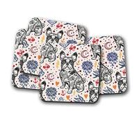 4 Set - French Bulldog Drinks Coaster - Dog Tattoo Girls Fun #8458