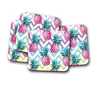 4 Set - Funky Pink Pineapple Coaster - Tropical Fruit Summer Girls #14859