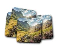 4 Set - Glencoe Mountains Highlands Scotland Coaster - Sunrise Travel #16116