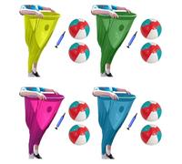 4 Set Granny Pants Yard Game Sets, Freaky Party Games Pant with 20 Bouncy Balls, Field Family Reunion Giant Outdoor Sets for Adults,Family Activities Set+8 Ball -