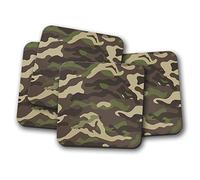 4 Set - Green Camouflage Coaster - Camo Army Armed Forces Battle Fun #15187