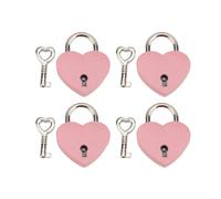 4 Set Heart Shaped Padlock with Key, Love Lock for Bridge, 38x30mm Zinc Alloy Heart Lock Love Padlock for Jewelry Box, Purse, Handbag, Backpacks, Cabinet (Rose)