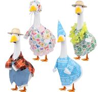 4 Set Holiday Porch Goose Outfits All Seasons Spring Summer Autumn Winter Lawn Goose Clothing Porch Clothes for Geese Patio Yard Lawn Decor