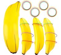 4 Set Inflatable Banana Ring Toss Game Includes 4 Pcs Inflatable Bananas 16 Pcs Plastic Ring Toss for Summer Pool Bachelorette Party Game Bridal Shower Engagement Party Decor
