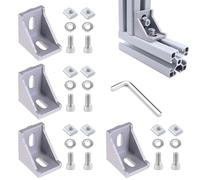 4 Set Inside Corner Bracket Gusset Kits, 28x28x20mm 2080 Angle Connector for European 2020 Series Aluminum Profile （mit T-Slot Nuts & Hex Socket Bolts & Washers & L-Shaped Handle