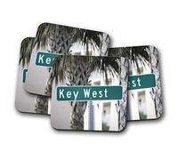 4 Set - Key West Sign Coaster - Florida Travel America USA Holiday #12579
