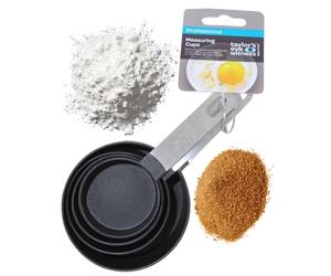 4 Set Kitchen Measuring Cups - Sizes: 1/4, 1/3, 1/2 & 1 Cup. Nesting/Stackable to Measure Dry or Wet Ingredients in Baking, Cooking, Mixing & Food Processing. Stainless Steel & Polypropylene. (Large)