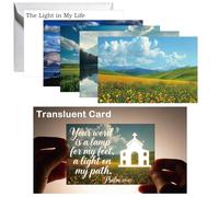 4 Set Landscape Bible Verse Spot Transluency Cards with Envelope 4 x 6 inch Light-Through Scripture Daily Devotional Christian Inspirational Gifts Scripture Prayer Cards of Spiritual Reflection