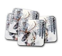 4 Set - Lapland Reindeer Coaster - Christmas Festive Snow Finland #16651