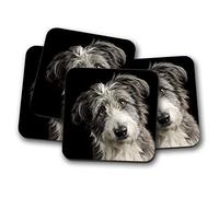 4 Set - Lurcher Dog Coaster - Puppy Cute Pet Greyhound Animals #15784