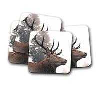 4 Set - Majestic Stag Coaster - Deer Dad Brother Animal Fun Reindeer #8593