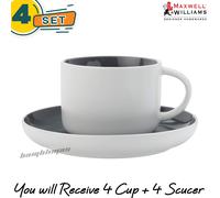 4 set Maxwell and Williams Tint Charcoal Demi Cup and Saucer Tint Coffee Mug set