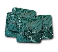 4 Set - Motherboard Computer Wizz Coaster - Circuit Board Chip Tech #16893
