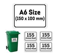 4 Set of A6(100 x 150 mm) Size Personalised Custom Multi Color Wheelie Bin Stickers with Your House Number, Digit, Letter & Road Name,Waterproof Labels or Decals#PBN02 Stickers Limited
