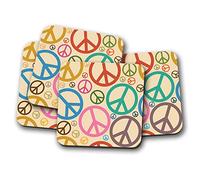 4 Set - Peace Symbols Coaster - Hippy Surf Student Fun Signs #15591
