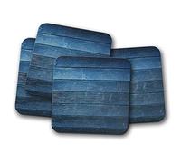 4 Set - Rustic Blue Wood Effect Coaster - Planks Decking Interior Design #15091