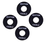 4 Set Self Adhesive LP Guitar Toggle Switch Plate Washers - Black with White Words, Pickup Switch Rings for USA Les Paul Style Electric Guitars, Ideal for Repairs & Upgrades
