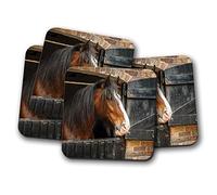 4 Set - Shire Horse Coaster - Beautiful Animal Nature Men's Fun #12685