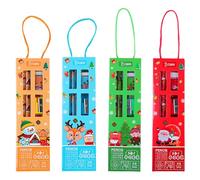 4 Set Stationery Christmas 2024 Gift Kids Pencils Eraser Ruler Pencil Sharpener Stationery Gift Set School for Girls Boys Christmas Holiday
