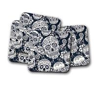 4 Set - Sugar Skulls Coaster - Calavera Mexico Mexican Dead Fun #8524