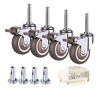 4 Set Swivel Stem Caster Wheels for Cribs,Office Chair Rubber Caster,38mm 50mm Furniture Castor with Brakes,M8x38mm Mounting Rod,Mute,Capacity 80kg,with Stem Socket(4brake,1.5in)