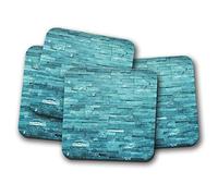 4 Set - Teal Stone Wall Coaster - Marble Blue Interior Design #15835