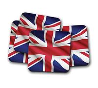 4 Set - Union Jack Flag Coaster - UK Great Britain British Travel #15601
