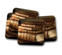 4 Set - Vintage Books Coaster - Reading Book Worm Library Writer Fun #15139