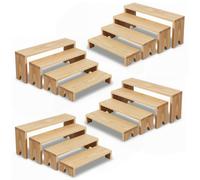 4 Set Wooden Display Stand,Wood Tiered Riser Cupcake Stand for Party