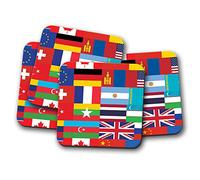 4 Set - World Flags Coaster - National Countries Travel Holiday Mum #12794