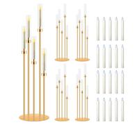 4 Sets 5 Arm Gold Candle Holder with Candles, MSDADA 105 CM Tall Candelabra Centerpieces for Tables Gold Candlesticks Holder for Housewarming Gift Fireplace Dinner Halloween Christmas Wedding Decor