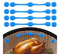 4 Sets Air Fryer Magnet Silicone Buckle, Secure Locking Disposable Liners Heat-Resistant & Prevent Paper Burns Magnetic Clips Holder for All Iron Air Fryer Accessories (Blue)