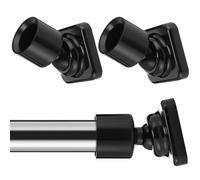 4 Sets Angled Shower Rod Brackets for 25mm Bar - Heavy Duty Wall Mount with Plugs & Screws, Low Cost Solution (4, Black)
