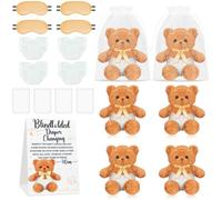 4 Sets Bear Baby Shower Games Blindfold Diaper Changing Kit - 12 Inch Bear Dolls with Diapers, Fun Bridal Shower & Gender Reveal Games Supplies, Group Activity for Adults