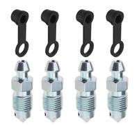 4 Sets Bolt Bleed Screw with Bleed Nipple Caps M10 x 1mm Disc Brake Caliper Exhaust Screw Metal Brake Bleed Screws Nipples for Motorcycles Cars Pumps