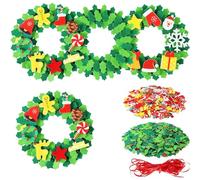 4 Sets Christmas Crafts for Kids Christmas Wreath Making kit DIY Make Your Own Christmas Craft Projects Xmas Holiday Decorations Party Supplies