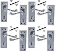 4 Sets Classic Georgian Lever Lock Door Handles Chrome Finish Perfect for Adding a Subtle Traditional Touch to Your Home. (4)