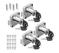 4 Sets Cupboard Locks, 22mm Cabinet Locks, Cam Drawer Lock Cylinder Security for Furniture Cabinet Mailbox Household Office