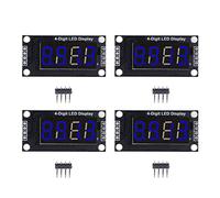 4 Sets Digital Tube Display Module LED, 4 Digit 7 Segment 0.36in TM1637 Drive Chip, Clear LED Display for Machine Equipment, with Pin Headers for Easy Installation (Blue MRA110D)