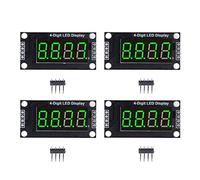 4 Sets Digital Tube Display Module LED, 4 Digit 7 Segment 0.36in TM1637 Drive Chip, Clear LED Display for Machine Equipment, with Pin Headers for Easy Installation (Green MRA110E)